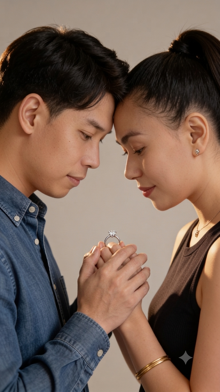 Keyvin and Sarah with engagement ring